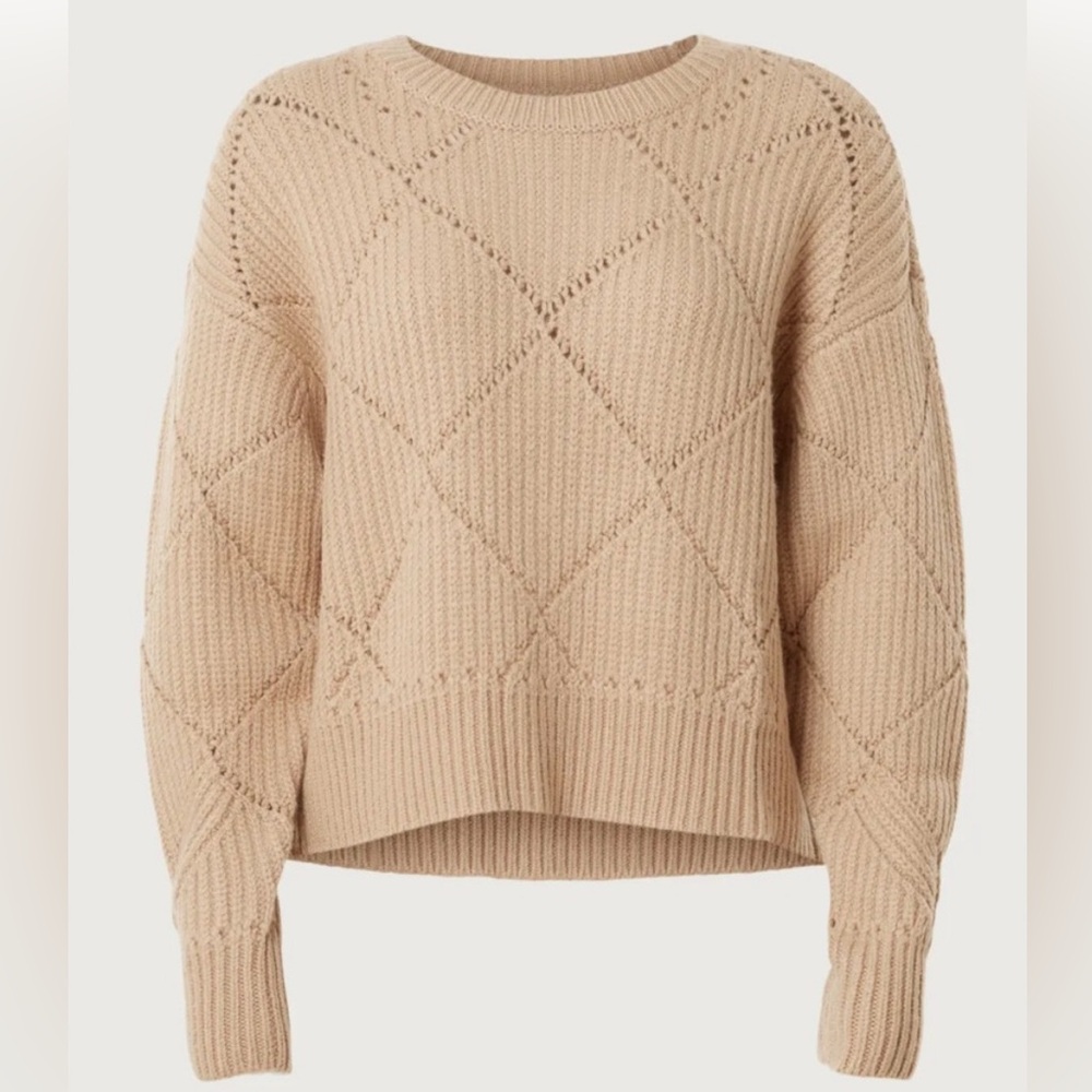 THAKOON 100% Merino Wool Heavyweight Argyle Pointelle Sweater “Chunky”! (S) NWT
